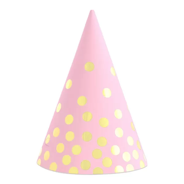 Pink kalap , arany pöttyös, 6 db/cs