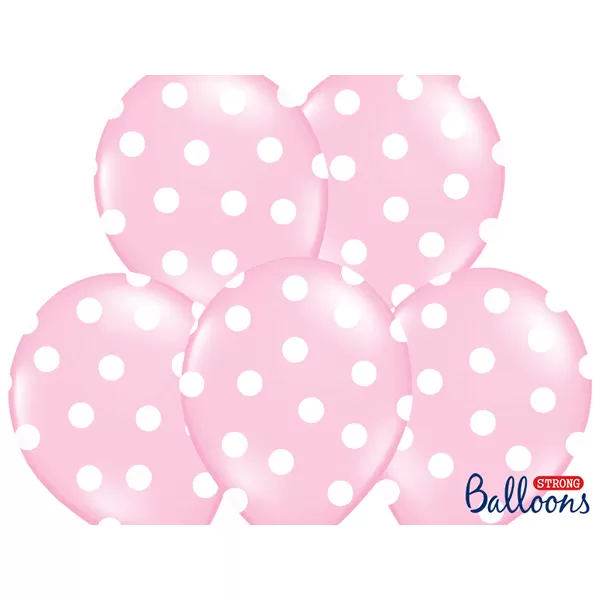 Pöttyös léggömb, nagy csomag, 30cm, bébi pink színben, 50 db/cs