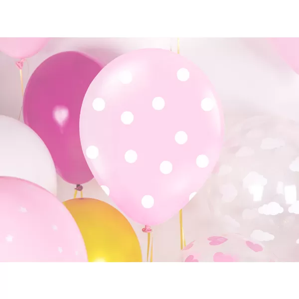 Pöttyös léggömb, nagy csomag, 30cm, bébi pink színben, 50 db/cs