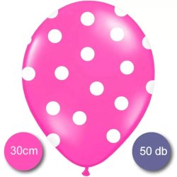 Pöttyös léggömb, nagy csomag, 30cm, pink színben, 50 db/cs