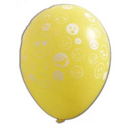 Smiley sárga lufi, körbe nyomott  10 db/cs