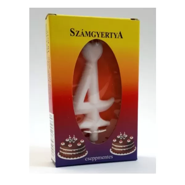 Számgyertya tortára, fehér, 4