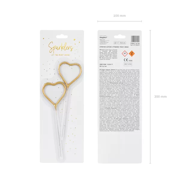 Szív alakú csillagszóró, 16.5 cm, 2 db/csomag