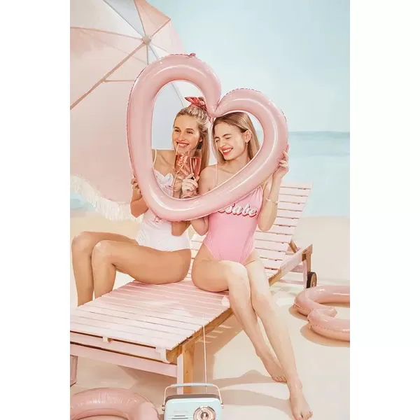 Szív alakú keret fólia lufi, light pink, 86 cm