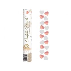 Szív formájú konfetti kilövő, rosegold-fehér, 30 cm
