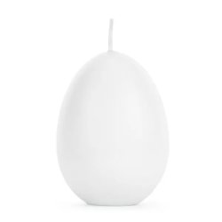 Tojás alakú gyertya, fehér, 10 cm