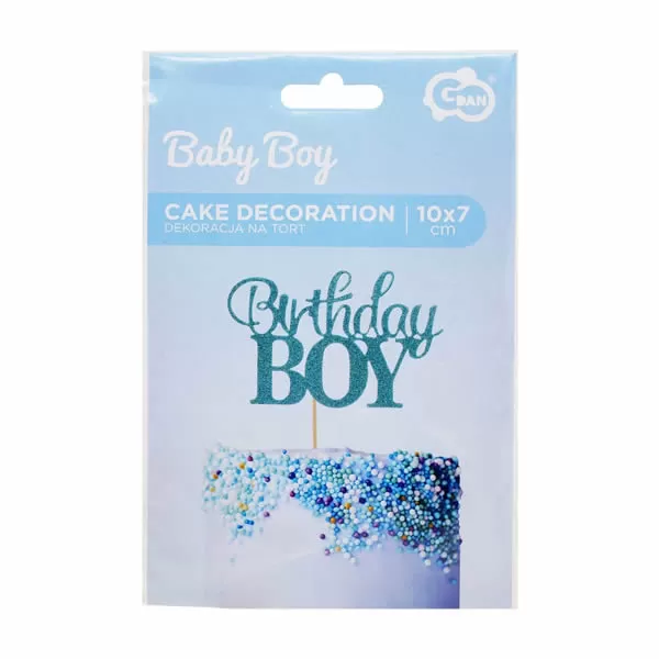 Torta papír dekoráció,  Birthday BOY, 10 x 7 cm