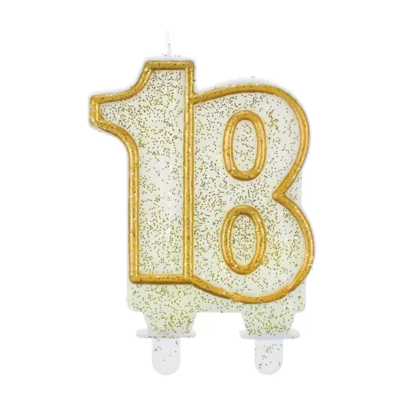 Tortagyertya, 18-as, fehér, arany szegéllyel