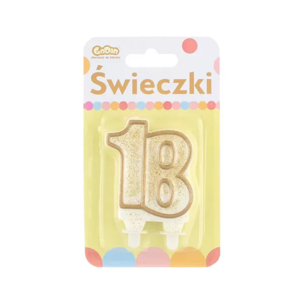 Tortagyertya, 18-as, fehér, arany szegéllyel