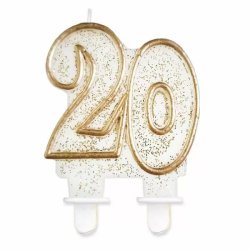 Tortagyertya, 20-as, fehér, arany szegéllyel
