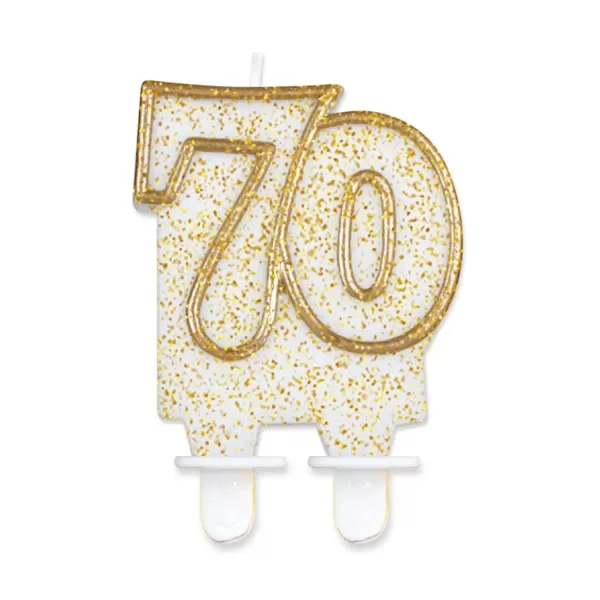 Tortagyertya, 70-es, fehér, arany szegéllyel