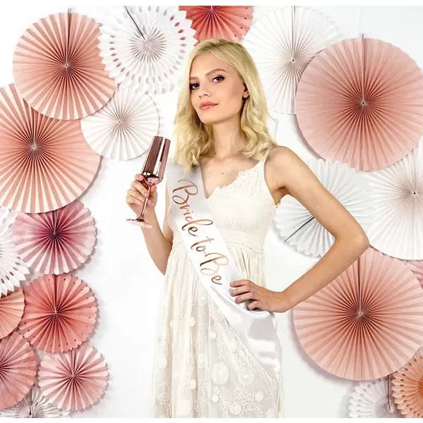 Vállszalag  fehér, rose gold betűkkel, Bride to be, 75cm