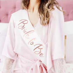 Vállszalag  fehér, rose gold betűkkel, Bride to be, 75cm