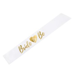 Vállszalag  fehér,arany felirattal, Bride to be, 75cm