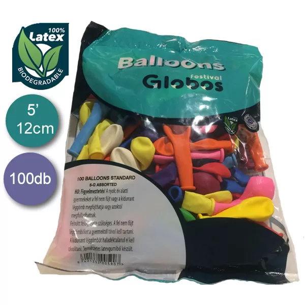 Vegyes csomag, pasztel, latex lufi, 100 db, d12 cm