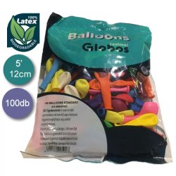 Vegyes csomag, pasztel, latex lufi, 100 db, d12 cm