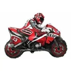 Versenymotor, piros, kb. 84 cm,  fólia lufi